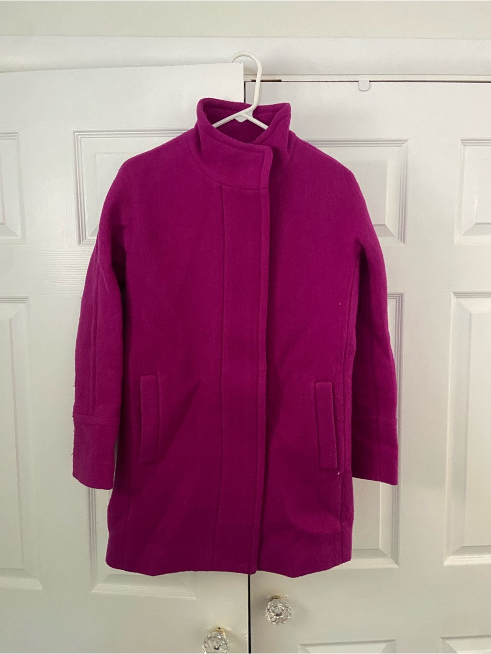 J. Crew Women's Bright Fuchsia Wool Pea Coat